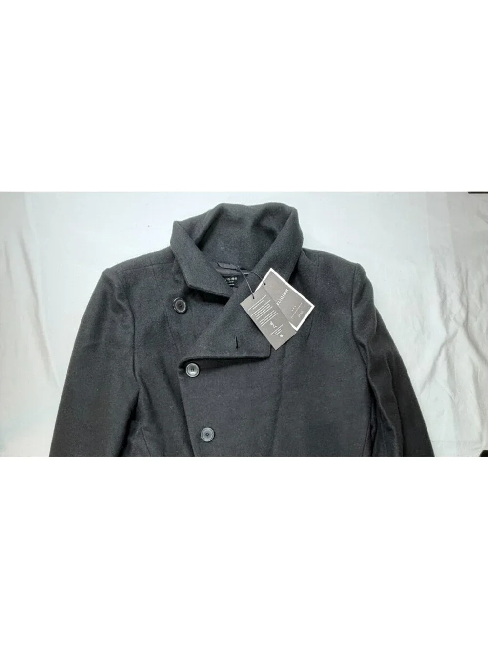 Religion Men's Pea Coat Single Breasted Solid Pocket Lined Long Size M Black NWT